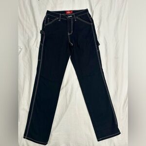 Dickies Black Cargo Pants with White Stitching